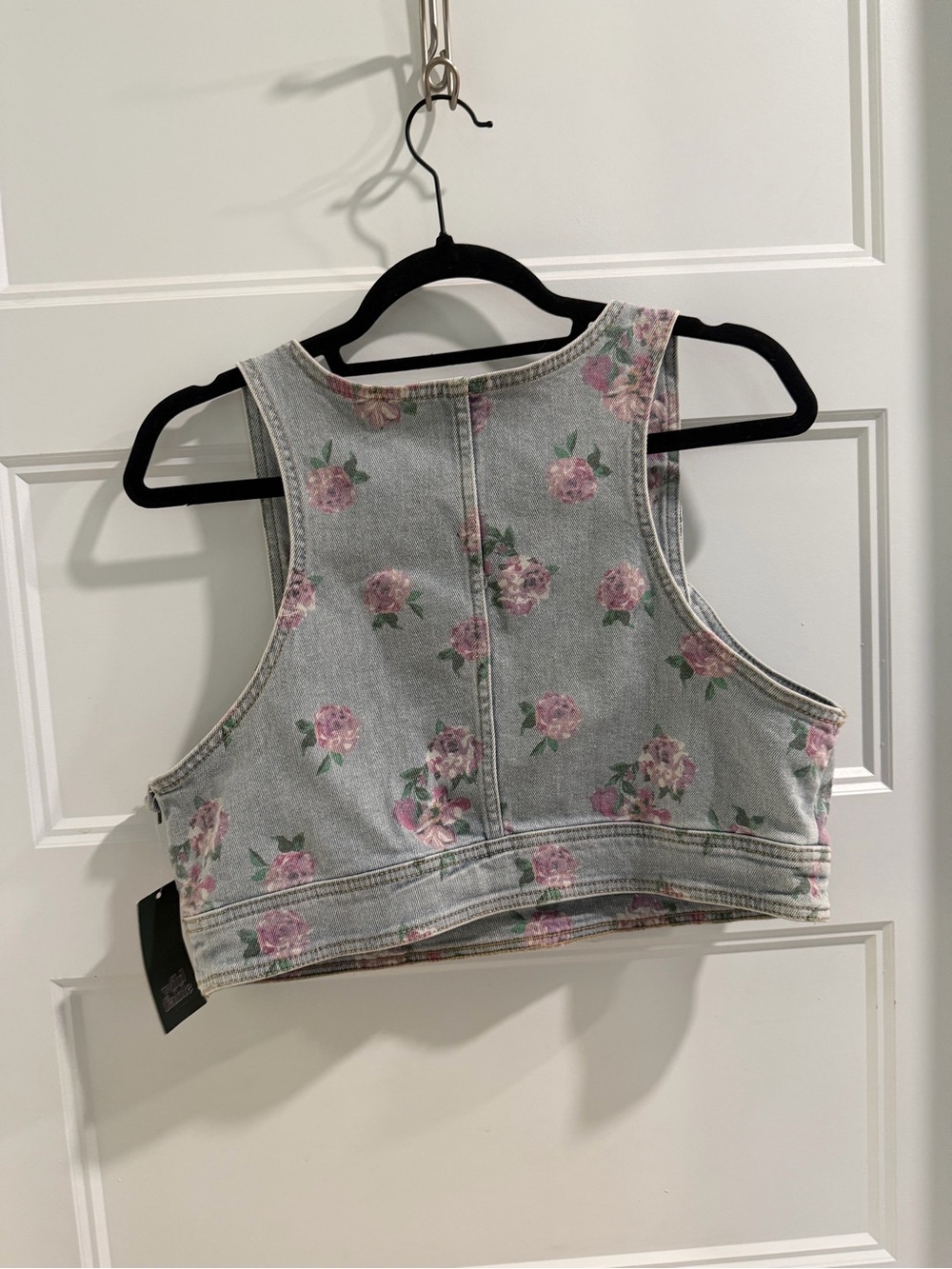 NWT Denim Floral Crop Top-Wild Fable sz L-SUMMER MUST HAVE!! - Picture 5 of 6